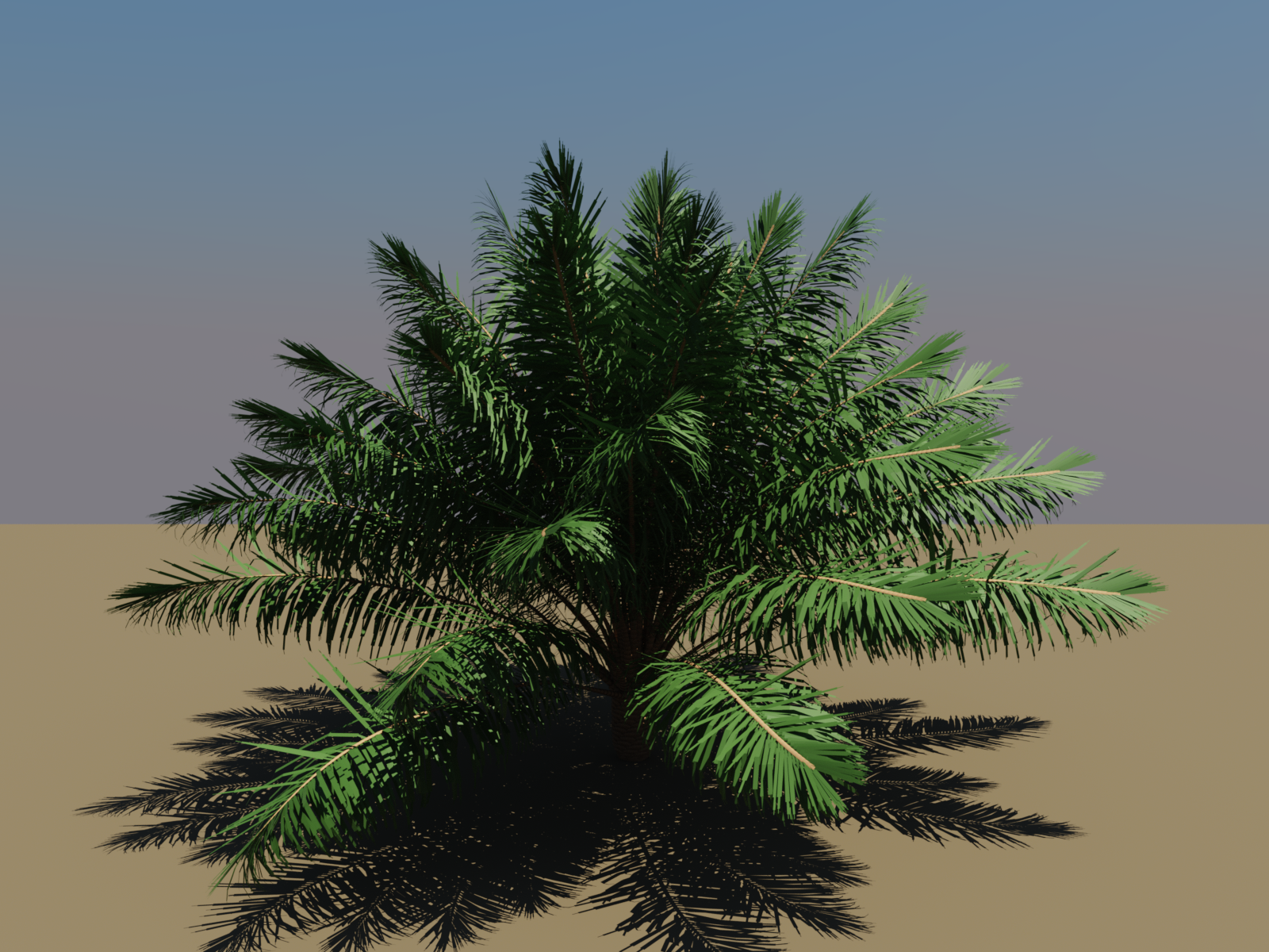 Ray-traced oil palm with translucent leaves